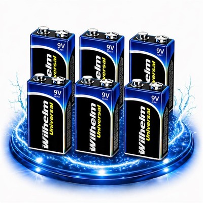 6 x Wilhelm Universal 9V Block Batterien auch für 10 Jahres Rauchmelder geeignet