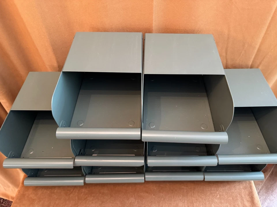 Lote IKEA 10 REJSA caixa de armazenamento lixeira de metal cinza verde 7 x 9 3/4 x 5 média 804.577. - Imagem 2 de 4