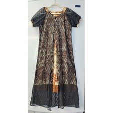 Vintage Lace Overlay Floral Maxi Dress medium Romantic Goth Renaissance