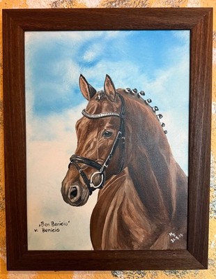 Wunderschöne Original Acryl-Kopfstudie des Hengstes  ''Ben Benicio'' von Benicio