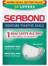 Seabond Denture Fixative Seals Soft Adhesive Cushion Last All Day 30 Uppers UK