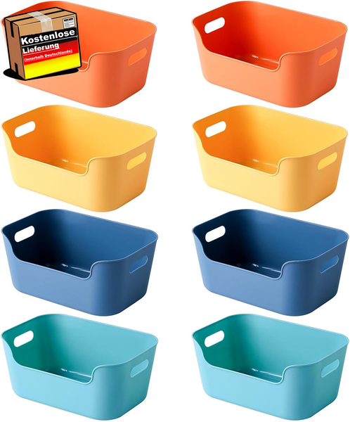 Aufbewahrungsboxen Set 8 StüCk Kunststoff KöRbe FüR KüChe Bad BüRo Kinder-image