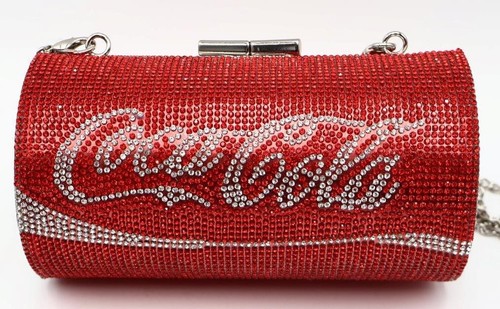 Coca~Cola Red & White Rhinestone Clutch Purse with Silver Trim NWOT - Picture 4 of 10