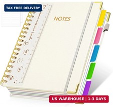 Hardcover Multi Subject Spiral Notebook with Tabs, Large B5 for Work White