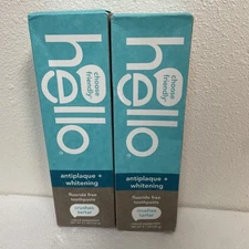 (2) Hello Antiplaque + Whitening Fluoride Free Toothpaste 4.7 oz Ea