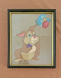 Vintage Original Animation Cel Rabbit & Bird 10" x 8” Hand Painted