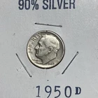 1950-D Roosevelt  Dime Silver 10 Cent,  *ACTUAL COIN SHOWN IN PHOTOS.