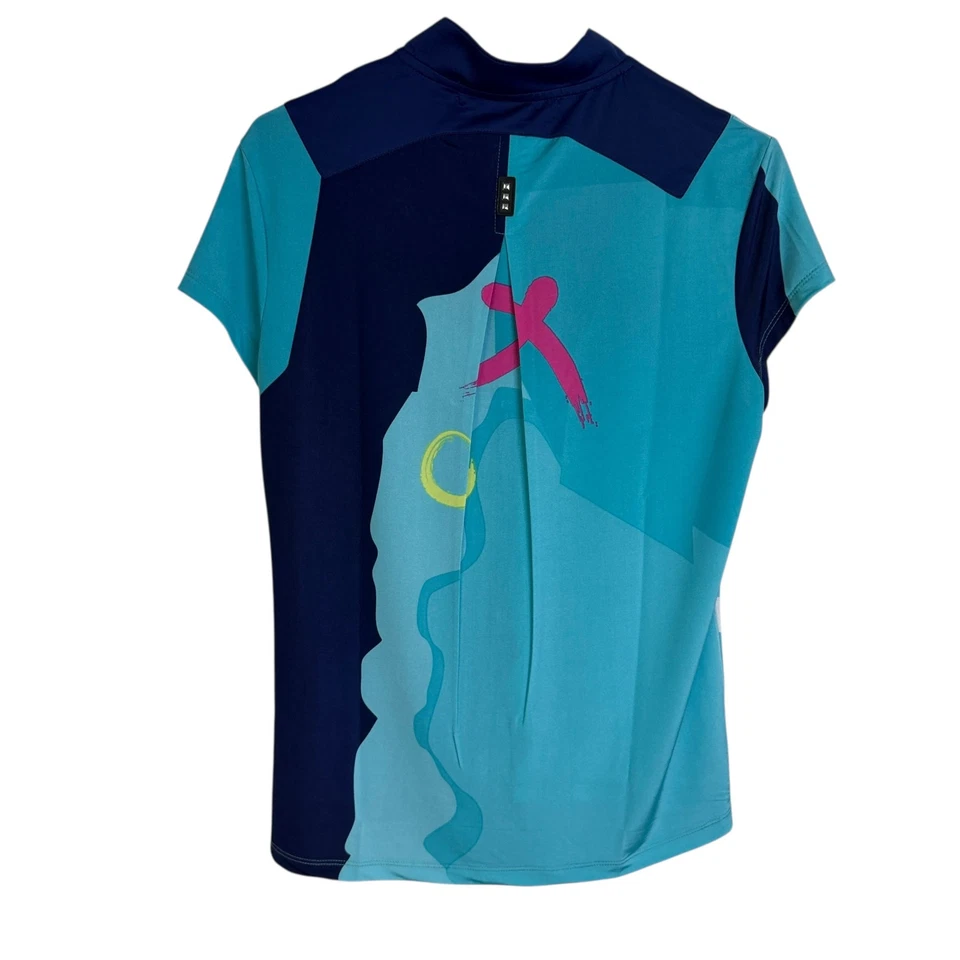 Top de golf Jamie Sadock para mujer pequeño azul verde 1/4 cremallera manga corta elástico * Foto 2 de 4