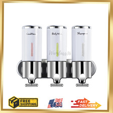 Shampoo and Conditioner Dispenser Shower Soap 3 Chamber No Drill for Wall