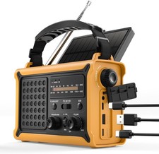 Radio de Emergencia Solar y Manivela 12000mAh con NOAA, Linterna LED y SOS