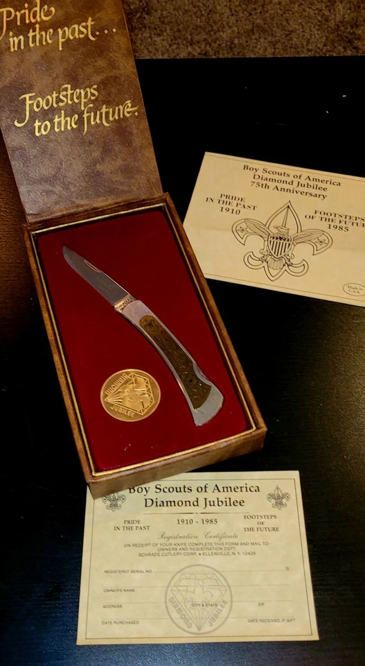 Navaja de bolsillo conmemorativa Boy Scouts America Diamond Jubilee 1985 #729/12000 Foto 2 de 4