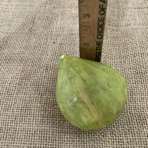Fico verde frutta pietra marmo alabastro non smaltato vintage con 2 fessure - Foto 5 di 6