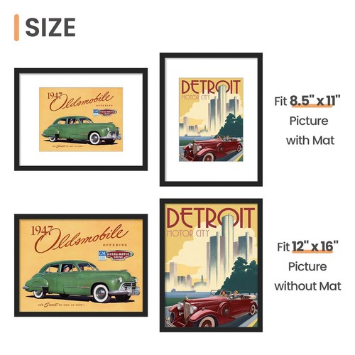 12x16 Picture Frame Set of 10, Display Pictures 8.5x11 with Mat or 12x16 With... - Picture 3 of 4