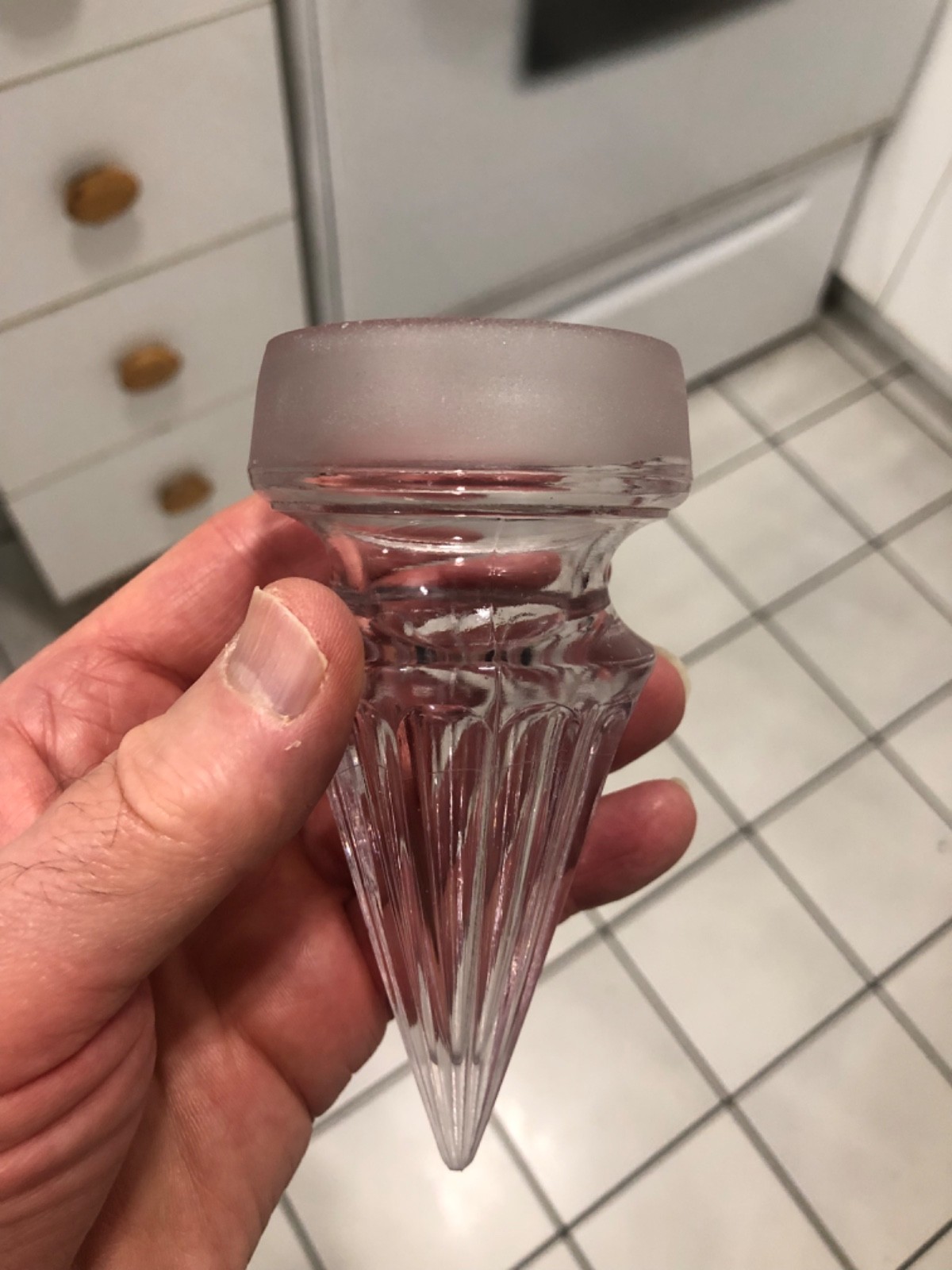 VINTAGE MINTY CRISP c1900 13 1/2” “BANJO” GROUND TO FIT APOTHECARY CANDY JAR