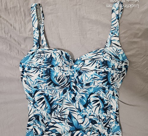 Nip Tuck Joanne Twist Front Multi Fit Cup Bauch Strg geraffte Seiten blaue Blätter 6 - Bild 2 von 4