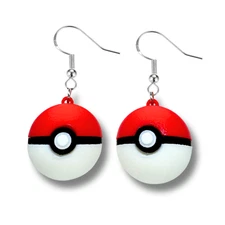 Poke Ball Earrings 3D Printed 2000's Jewlery