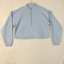 Victoria's Secret PINK Quarter Zip Sweatshirt Women Small Blue Excellent Cropped