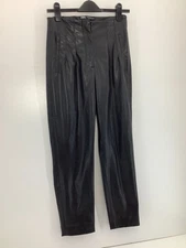 ZARA Black Faux Leather High Waist Trousers Straight Leg Work Holiday M