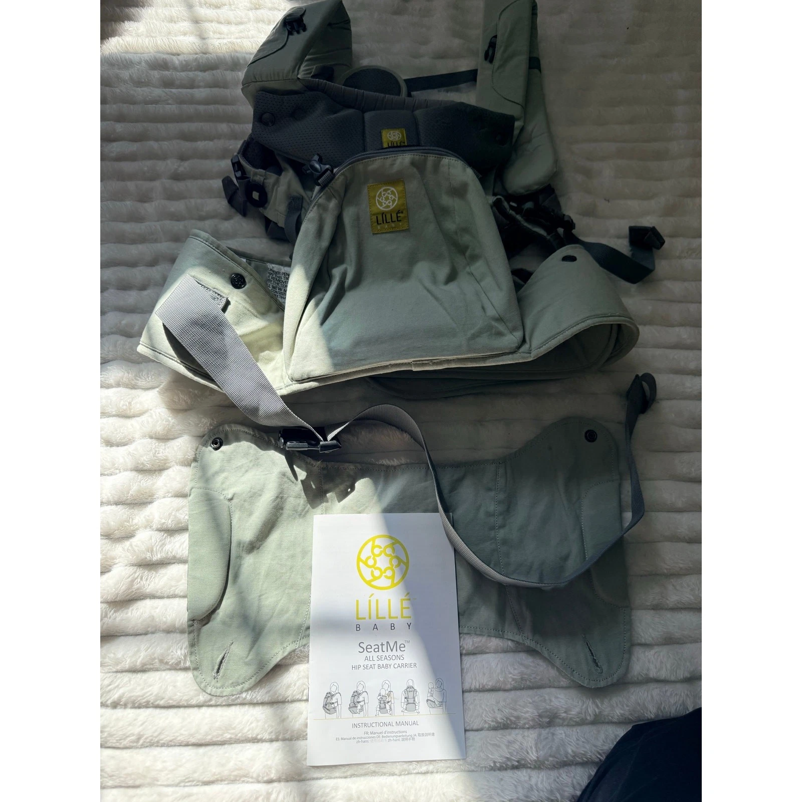 LILLEBABY SeatMe All Seasons hip seat baby carrier sage green vguc