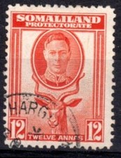 KGV1 SOMALILAND SG. 112 12 ANNAS RED-ORANGE VERY FINE USED