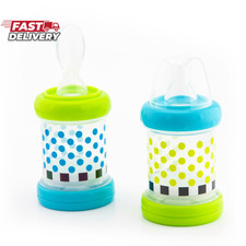 Sassy Baby Food Nurser   4 Months Set of 2- 4Oz 100 Silicone Nipple and Spoon