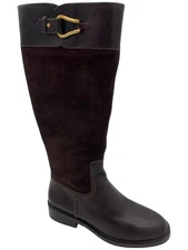 Vince Camuto Women's Mid Calf Andalian Riding Boots Coffee Bean Suede