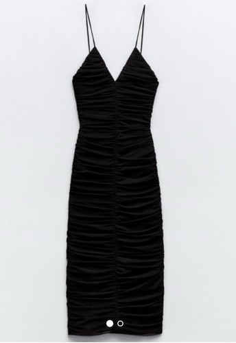 Zara Midi Dress Draped Tulle Black - Wedding Guest Size M - Picture 10 of 11