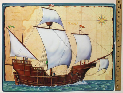 Vintage 1990's Beistle Santamaria Columbus Ship Diecut Cutout Holiday Wall Decor