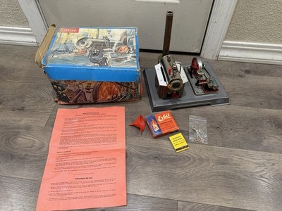 Vintage Wilesco Model D-10 Live Steam Engine Stationary Metal Tin Germany Toy 