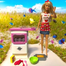 Barbie Baker Play Set Pastry Chef Doll Oven Cake Kitchen Accessories