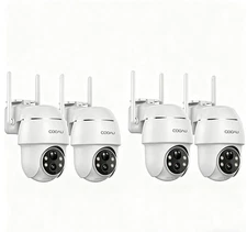 COOAU 2K Security Camera Outdoor Wireless,Home WiFi Battery PTZ CCTV Cam 4 Pack
