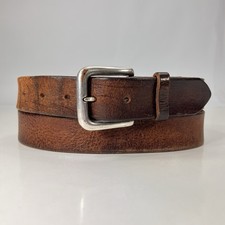 Vintage Worn Brown Leather Dress Belt - Men's Size 38