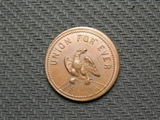 🔥OLD COPPER COIN! AU U.S. CIVIL WAR TOKEN "UNION FOR EVER NY LIQUORS" LOT 155us