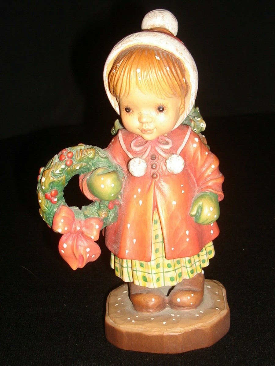 16cm 【Season's Greetings】 ANRI サラ・ケイ　署名入 ANRI by Sarah Kay Valentine Hand Carved 