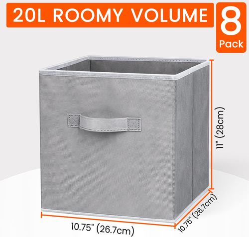 Storage Cubes - 11 Inch Heavy Duty Fabric Storage Bins for Shelves Closet, Cube - Picture 2 of 12