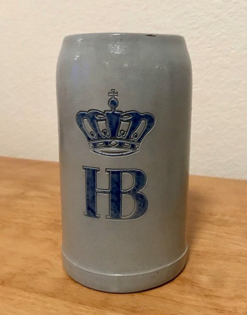 Hofbrauhaus HB Stoneware Beer Mug German Stein 1 L NO LID Heavy