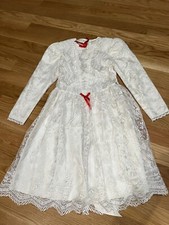 Vintage Jessica McClintock Gunne Sax Girls Sz 10 Flower Girl Lace Frilly Church
