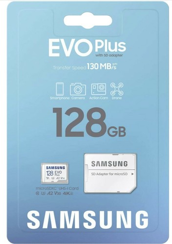 NUOVO Samsung 128GB Micro Sd SDXC U3 CLASSE 10 Scheda di memoria EVO  100MB/S Genuine Plus | eBay