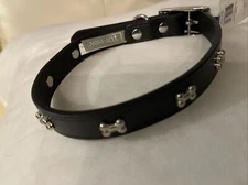 Top Paw® Dog Bones Black Leather Dog Collar Size Medium