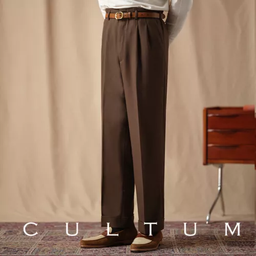 Pantalones de hombre cintura alta Nápoles Hollywood ajustados rectos plisados traje pantalones pantalones - Imagen 28 de 30