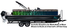 Blue Green Neon Shapes Graphic Wrap Kit Decal Bass Fishing Boat Vinyl Pontoon US