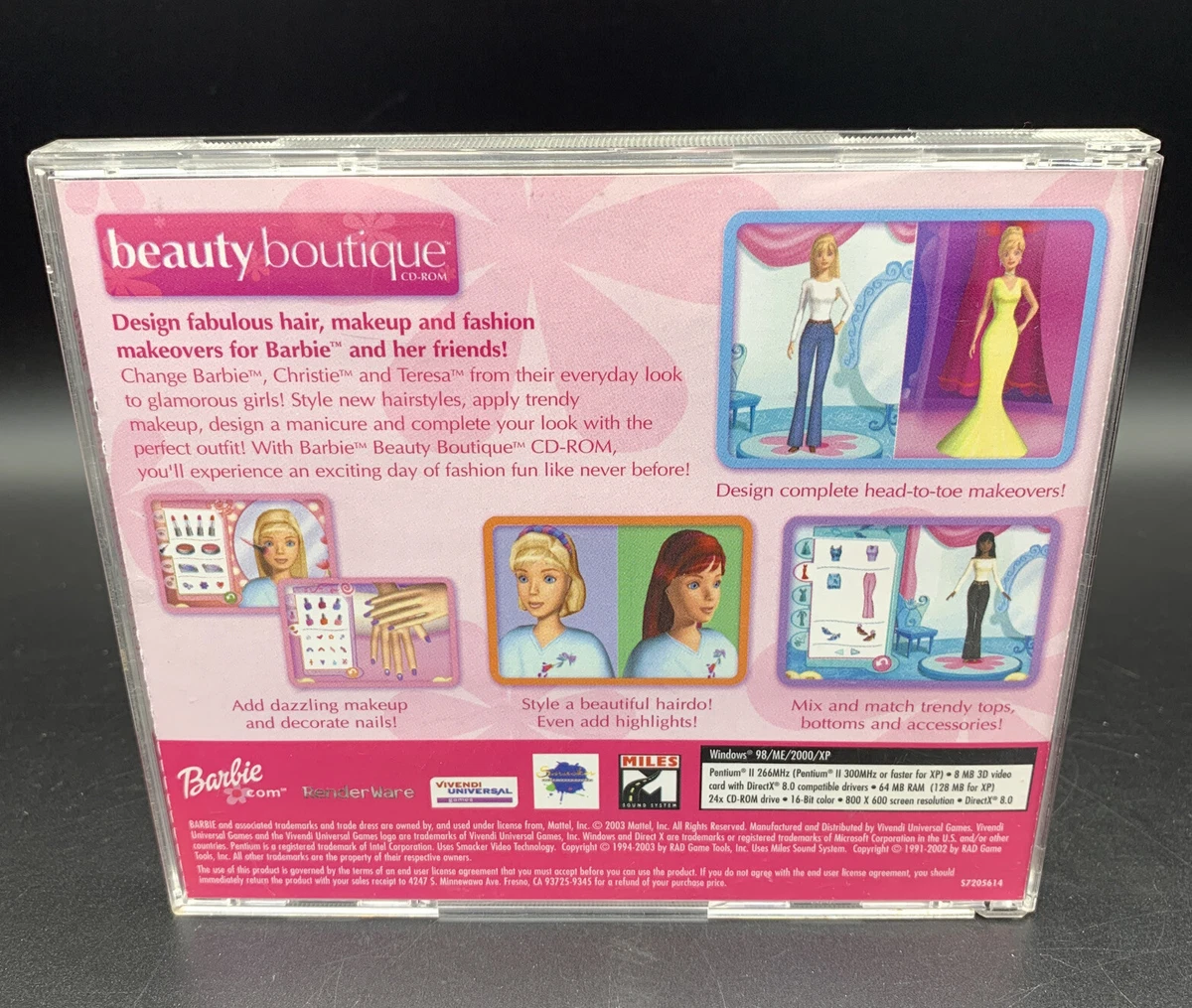 Barbie Beauty Boutique Makeover PC CD ROM Game Windows 98
