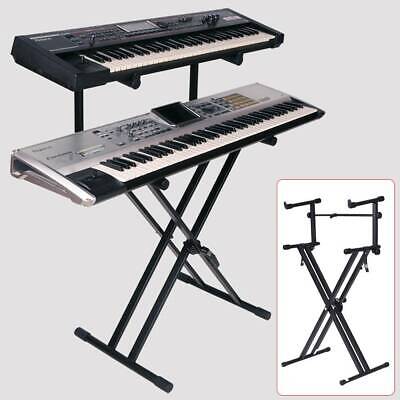 Pro Adjustable Height 2 Tier X Style Dual Keyboard Stand Electronic Piano Double - Diy Keyboard Stand Tier