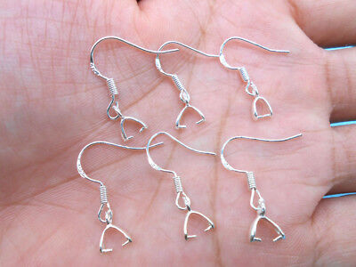 20PC Jewelry Making 925 Sterling Silver Hook Earring Pinch Bail Earring Ear Wire