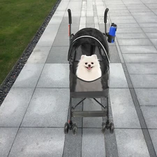 Foldable Small & Medium-sized Dogs/cats Pet Stroller W/cup Holder Black 4 Wheels