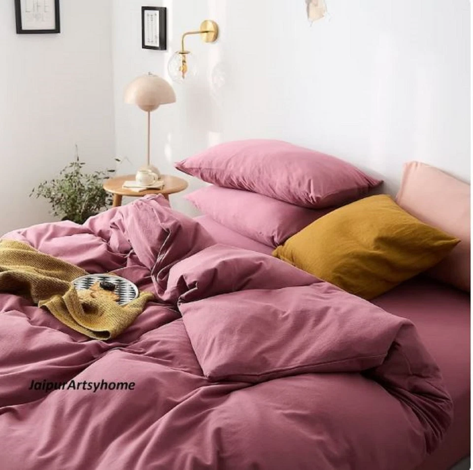 Red Violet color cotton bedding set in Twin Full Queen King duvet cover sets - Image 4 of 4