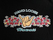 HANG LOOSE, HAWAII BLACK VINTAGE T-SHIRT SMALL