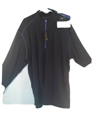 2xl 1/4 Zip Pullover Black W/ Blue Accent( Periwinkle) Euro Tech Mens workout A5