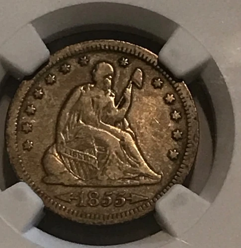 1855-s Seated Liberty Quarter,  NGC,  Very Fine ,scarce date