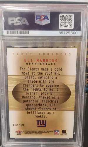 2005 Fleer #4 Eli Manning Auto First Rounder PSA/DNA Authentic RC; - Picture 2 of 2